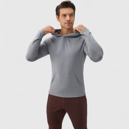 Anna-Kaci Active Men's Long Sleeve Pullover Hoodie with Front Kangaroo Pocket and Athletic Fit