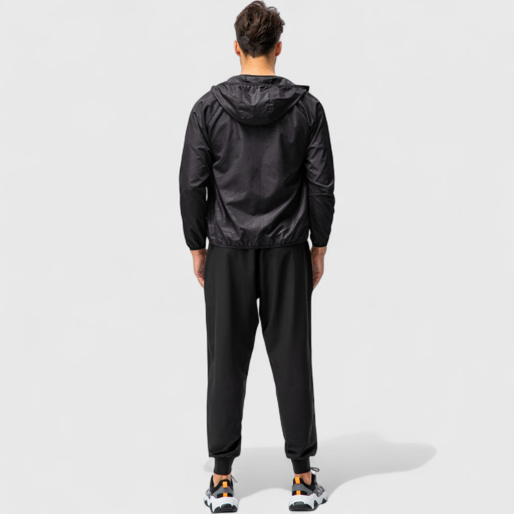 Anna-Kaci Active Men's Full Zip Hooded Windbreaker Jacket with Side Pockets and Elastic Cuffs