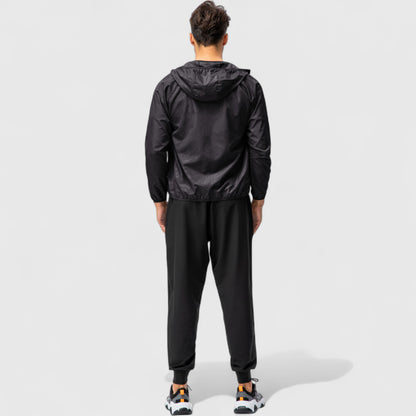 Anna-Kaci Active Men's Full Zip Hooded Windbreaker Jacket with Side Pockets and Elastic Cuffs