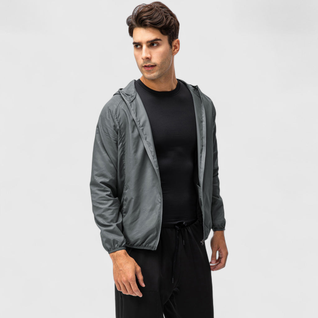 Anna-Kaci Active Men's Full Zip Hooded Windbreaker Jacket with Side Pockets and Elastic Cuffs