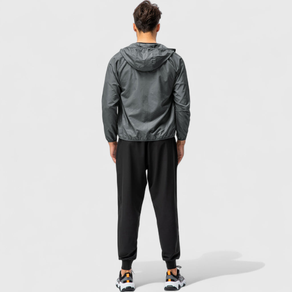Anna-Kaci Active Men's Full Zip Hooded Windbreaker Jacket with Side Pockets and Elastic Cuffs
