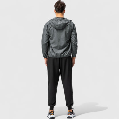 Anna-Kaci Active Men's Full Zip Hooded Windbreaker Jacket with Side Pockets and Elastic Cuffs