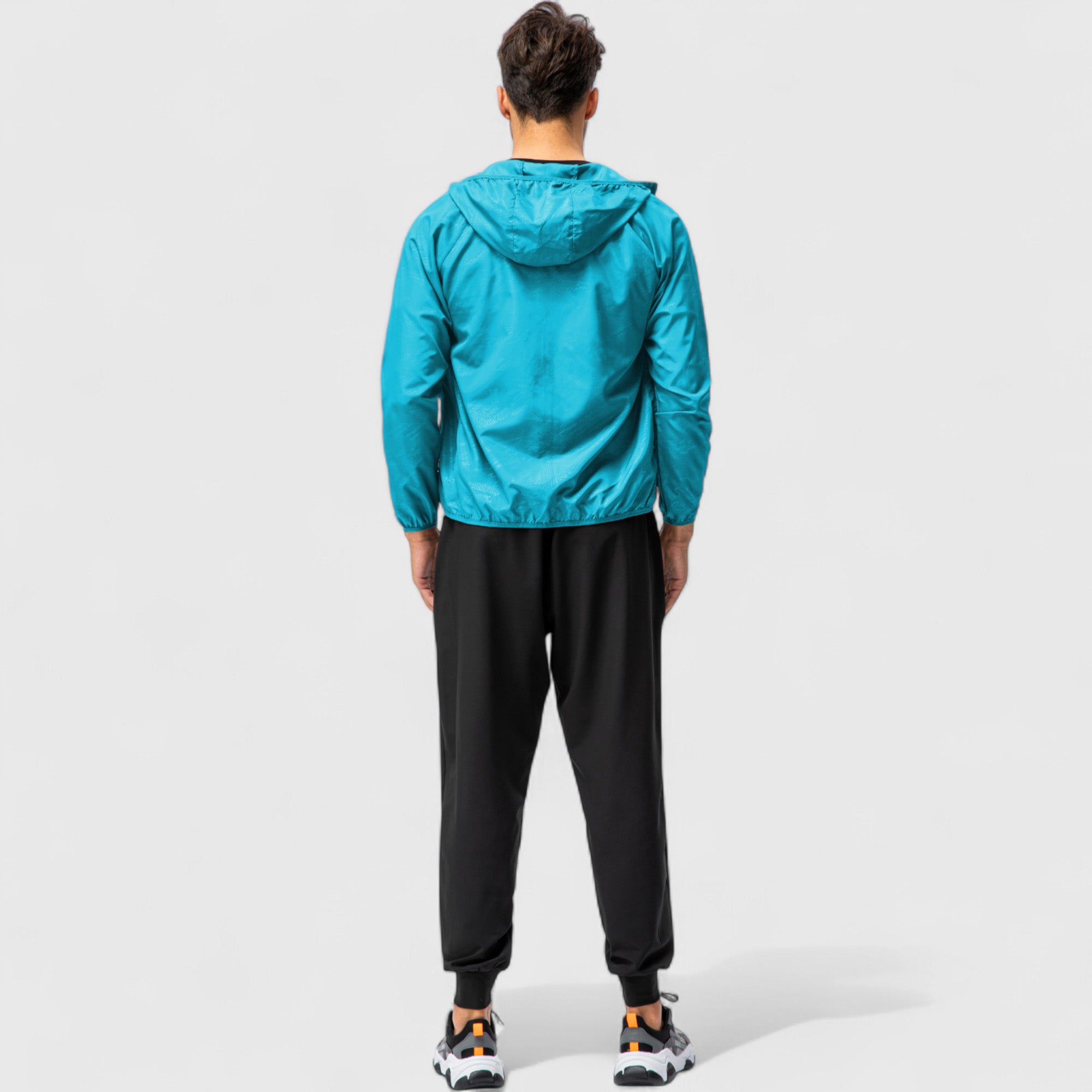 Anna-Kaci Active Men's Full Zip Hooded Windbreaker Jacket with Side Pockets and Elastic Cuffs
