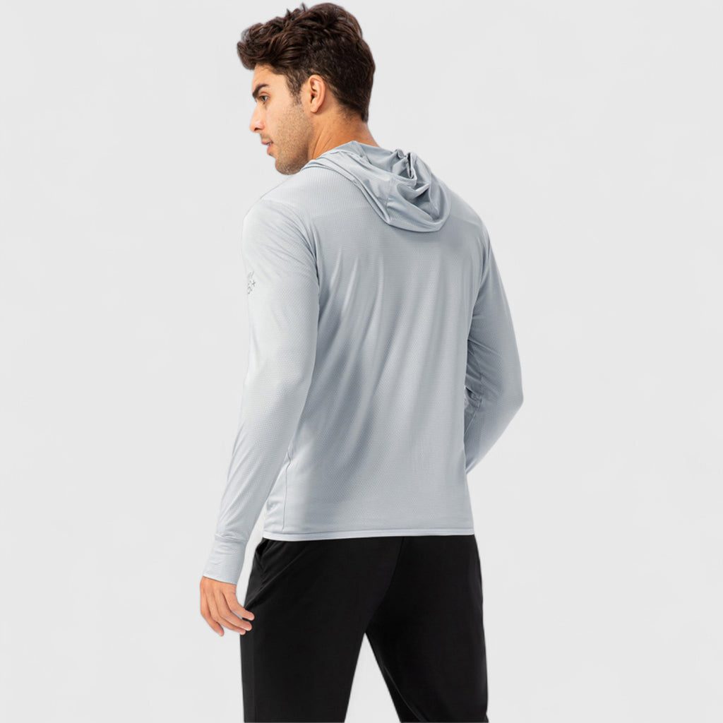 Anna-Kaci Active Men's Lightweight Zip-Up Hooded Jacket with Thumbholes and UPF 50+ Protection