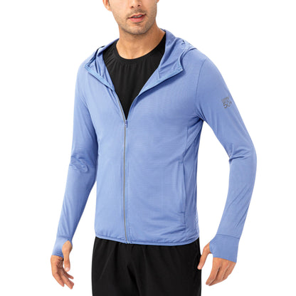 Anna-Kaci Active Men's Lightweight Zip-Up Hooded Jacket with Thumbholes and UPF 50+ Protection