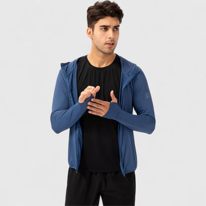 Anna-Kaci Active Men's Lightweight Zip-Up Hooded Jacket with Thumbholes and UPF 50+ Protection
