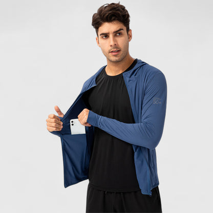 Anna-Kaci Active Men's Lightweight Zip-Up Hooded Jacket with Thumbholes and UPF 50+ Protection