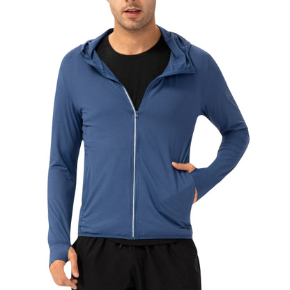 Anna-Kaci Active Men's Lightweight Zip-Up Hooded Jacket with Thumbholes and UPF 50+ Protection
