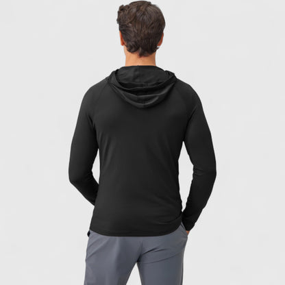 Anna-Kaci Active Men's Fitted Full-Zip Hooded Jacket with Front Pockets and Long Sleeves