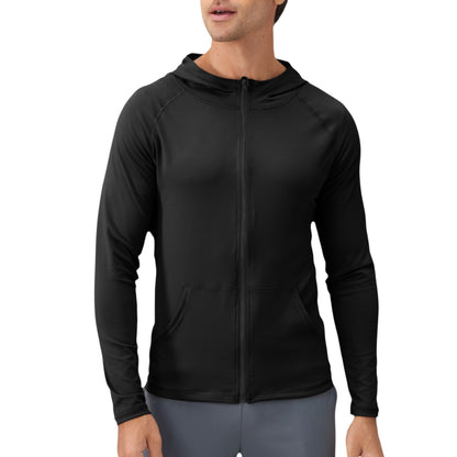 Anna-Kaci Active Men's Fitted Full-Zip Hooded Jacket with Front Pockets and Long Sleeves