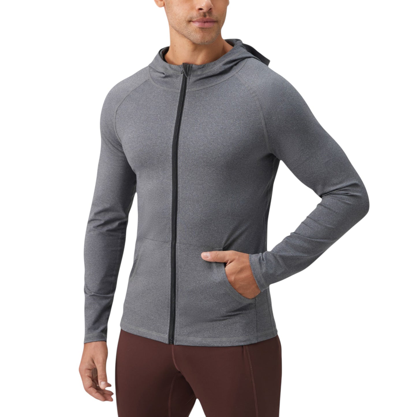Anna-Kaci Active Men's Fitted Full-Zip Hooded Jacket with Front Pockets and Long Sleeves