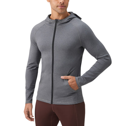 Anna-Kaci Active Men's Fitted Full-Zip Hooded Jacket with Front Pockets and Long Sleeves