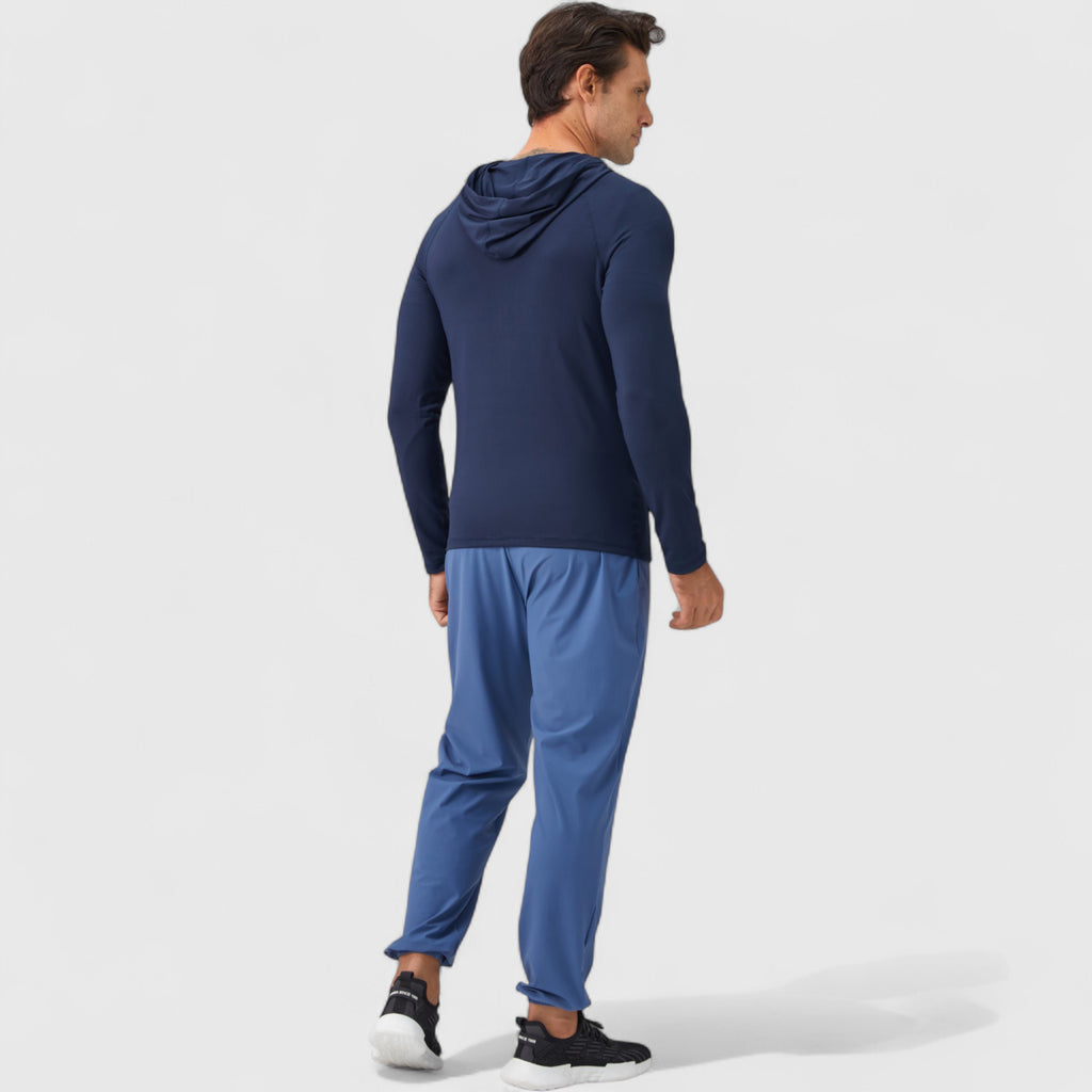 Anna-Kaci Active Men's Fitted Full-Zip Hooded Jacket with Front Pockets and Long Sleeves