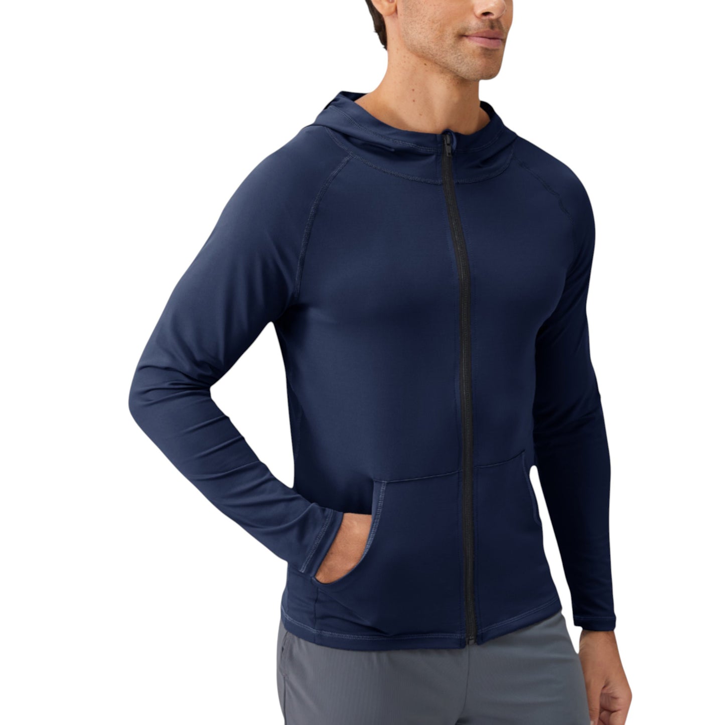Anna-Kaci Active Men's Fitted Full-Zip Hooded Jacket with Front Pockets and Long Sleeves