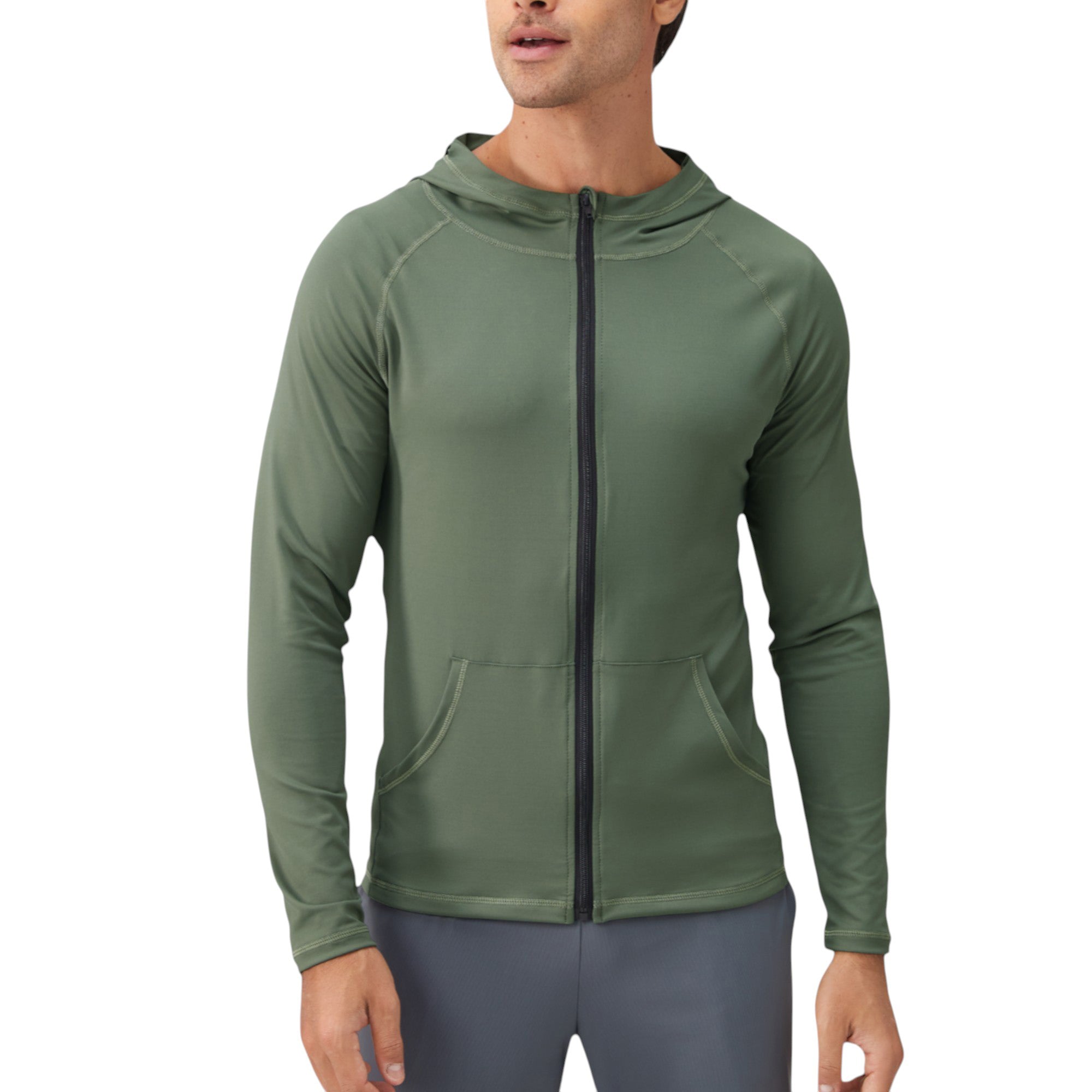 Anna-Kaci Active Men's Fitted Full-Zip Hooded Jacket with Front Pockets and Long Sleeves