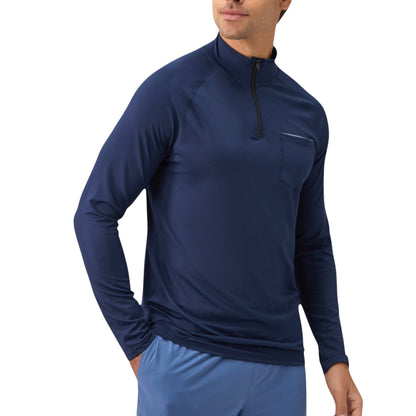 Anna-Kaci Active Men's Long Sleeve Quarter-Zip Pullover with Reflective Chest Detail and Slim Fit Design