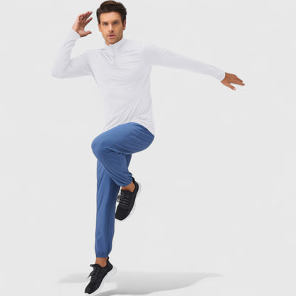 Anna-Kaci Active Men's Long Sleeve Quarter-Zip Pullover with Reflective Chest Detail and Slim Fit Design