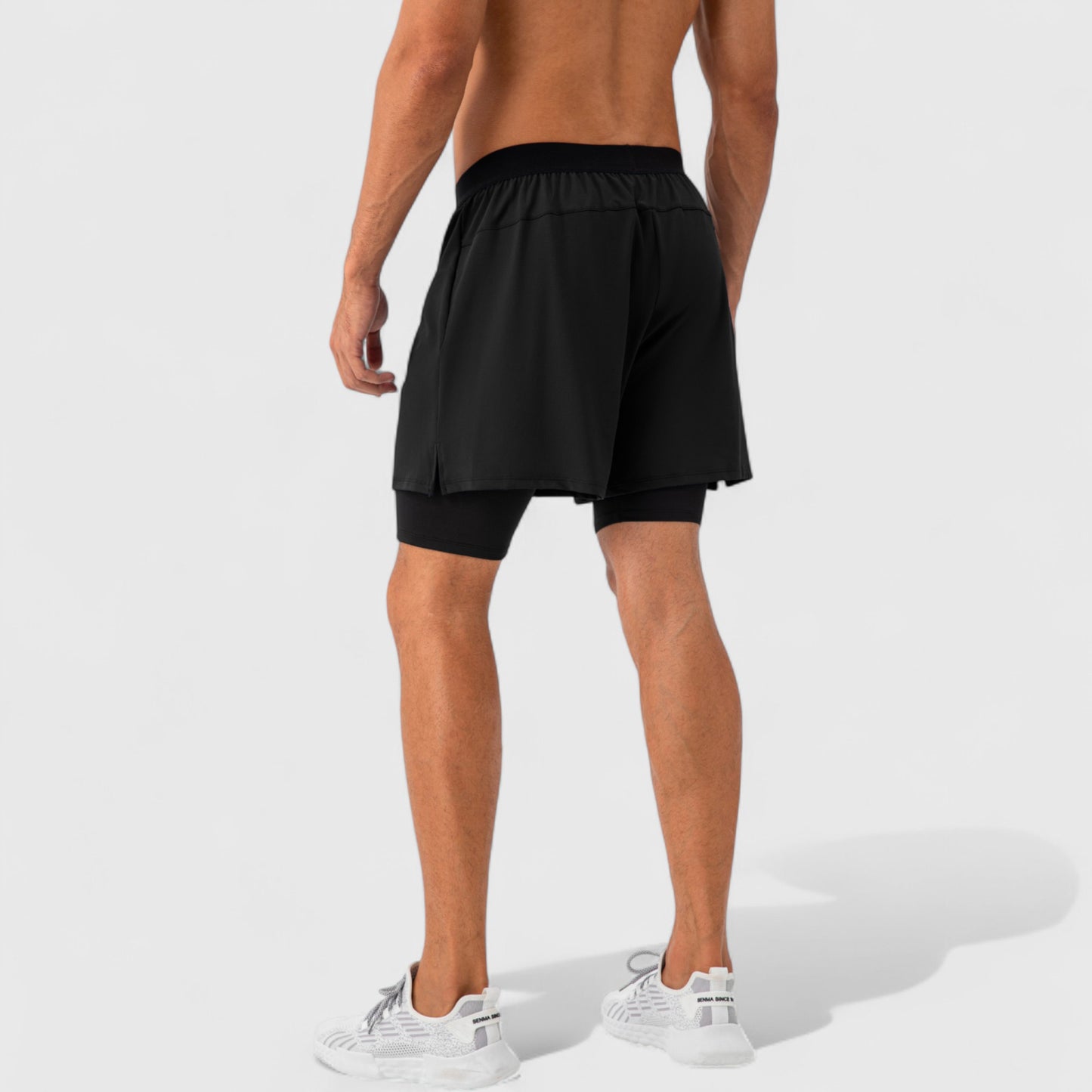 Anna-Kaci Active Men's 2-in-1 Training Shorts with Inner Compression Layer and Elastic Waistband