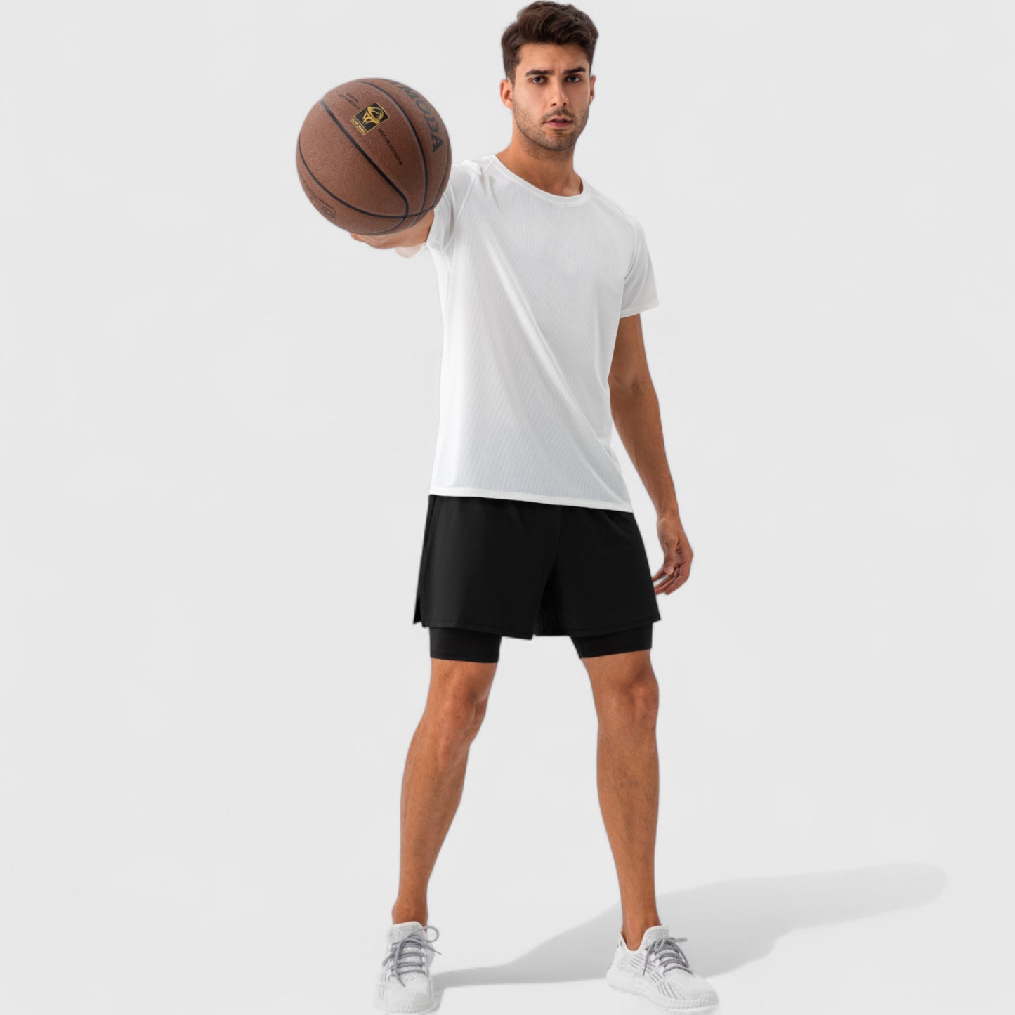 Anna-Kaci Active Men's 2-in-1 Training Shorts with Inner Compression Layer and Elastic Waistband