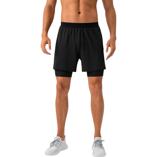 Anna-Kaci Active Men's 2-in-1 Training Shorts with Inner Compression Layer and Elastic Waistband