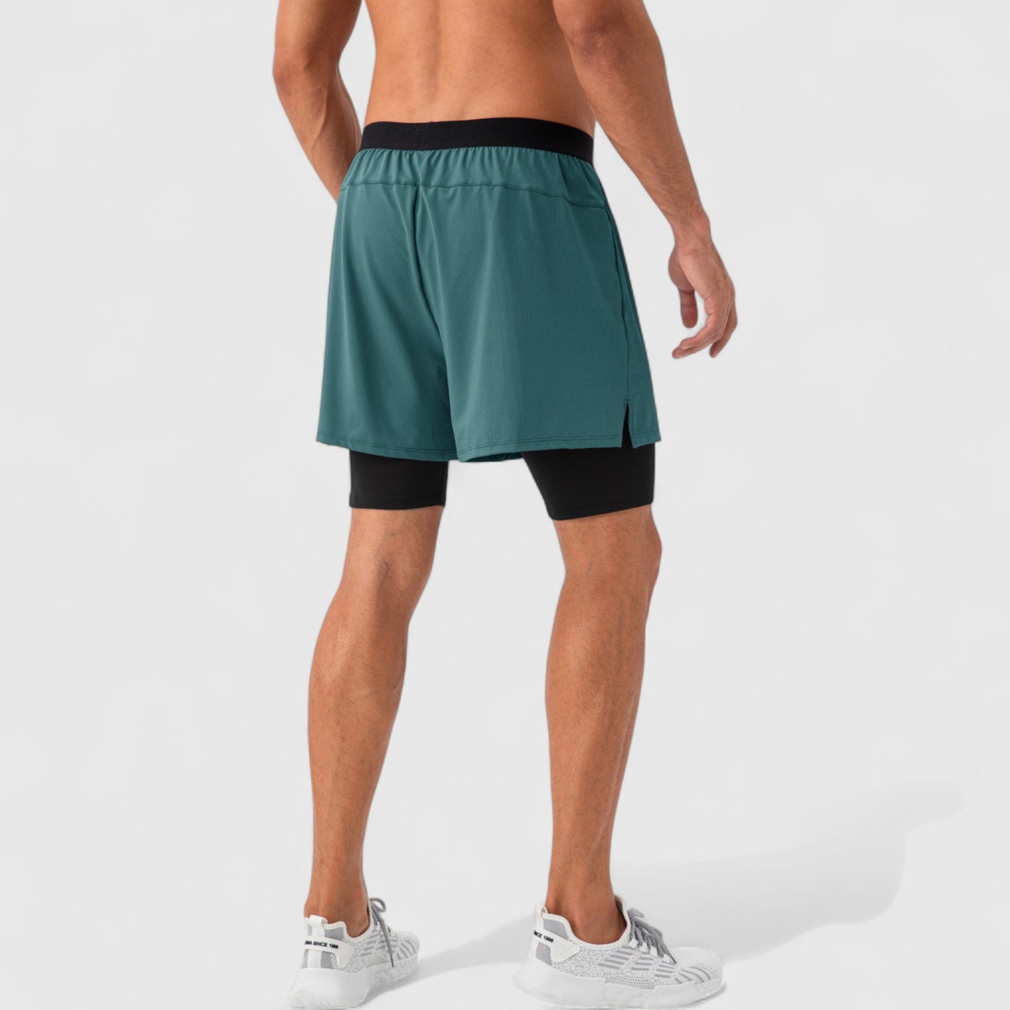 Anna-Kaci Active Men's 2-in-1 Training Shorts with Inner Compression Layer and Elastic Waistband