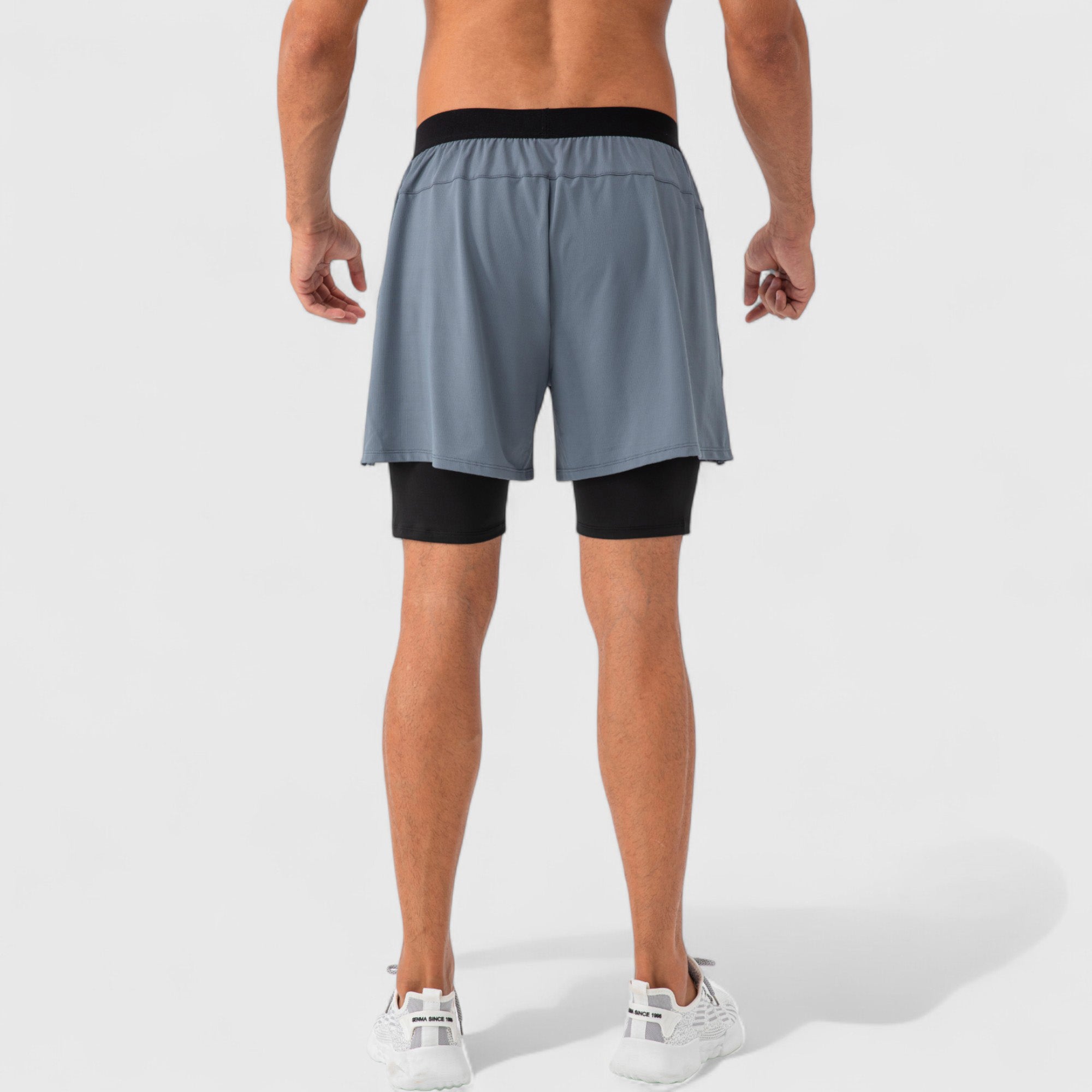 Anna-Kaci Active Men's 2-in-1 Training Shorts with Inner Compression Layer and Elastic Waistband