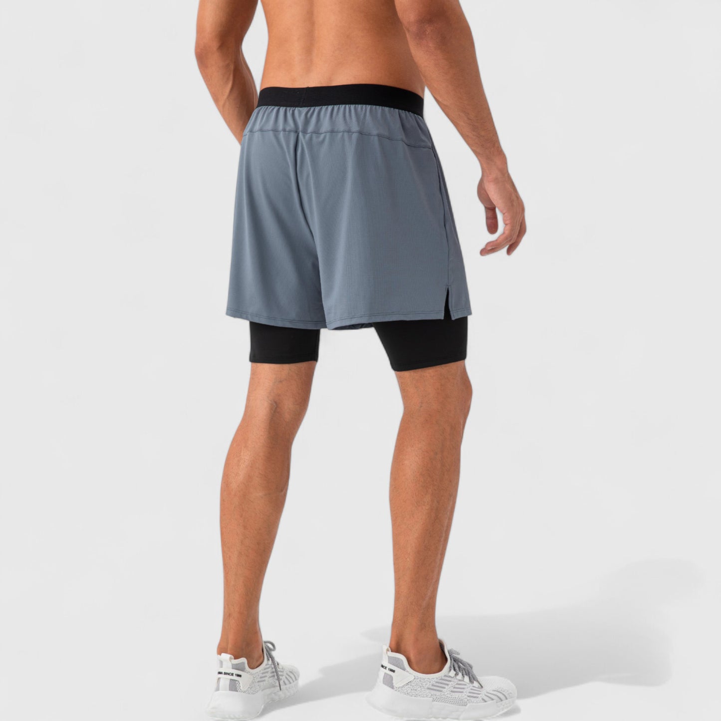 Anna-Kaci Active Men's 2-in-1 Training Shorts with Inner Compression Layer and Elastic Waistband