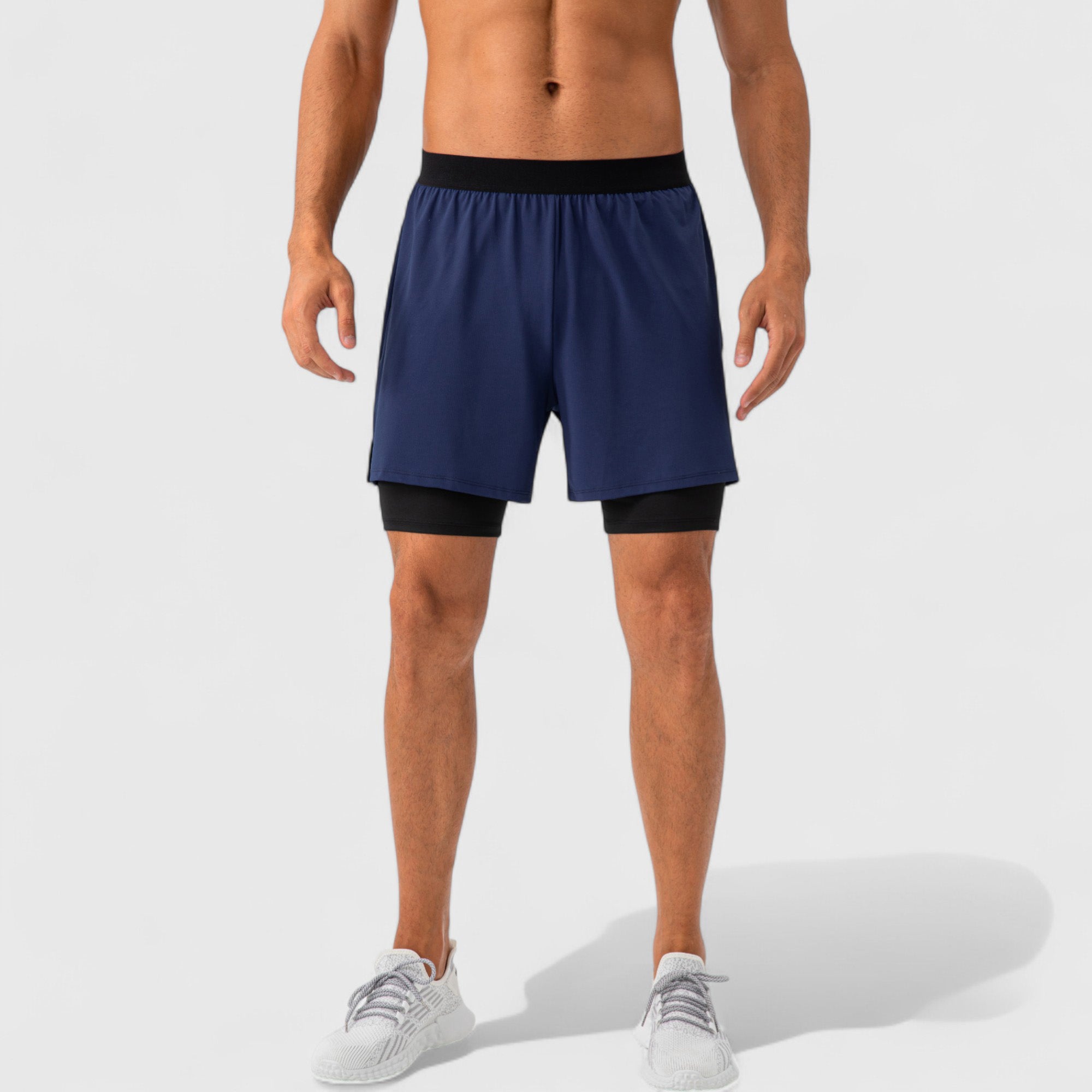 Anna-Kaci Active Men's 2-in-1 Training Shorts with Inner Compression Layer and Elastic Waistband