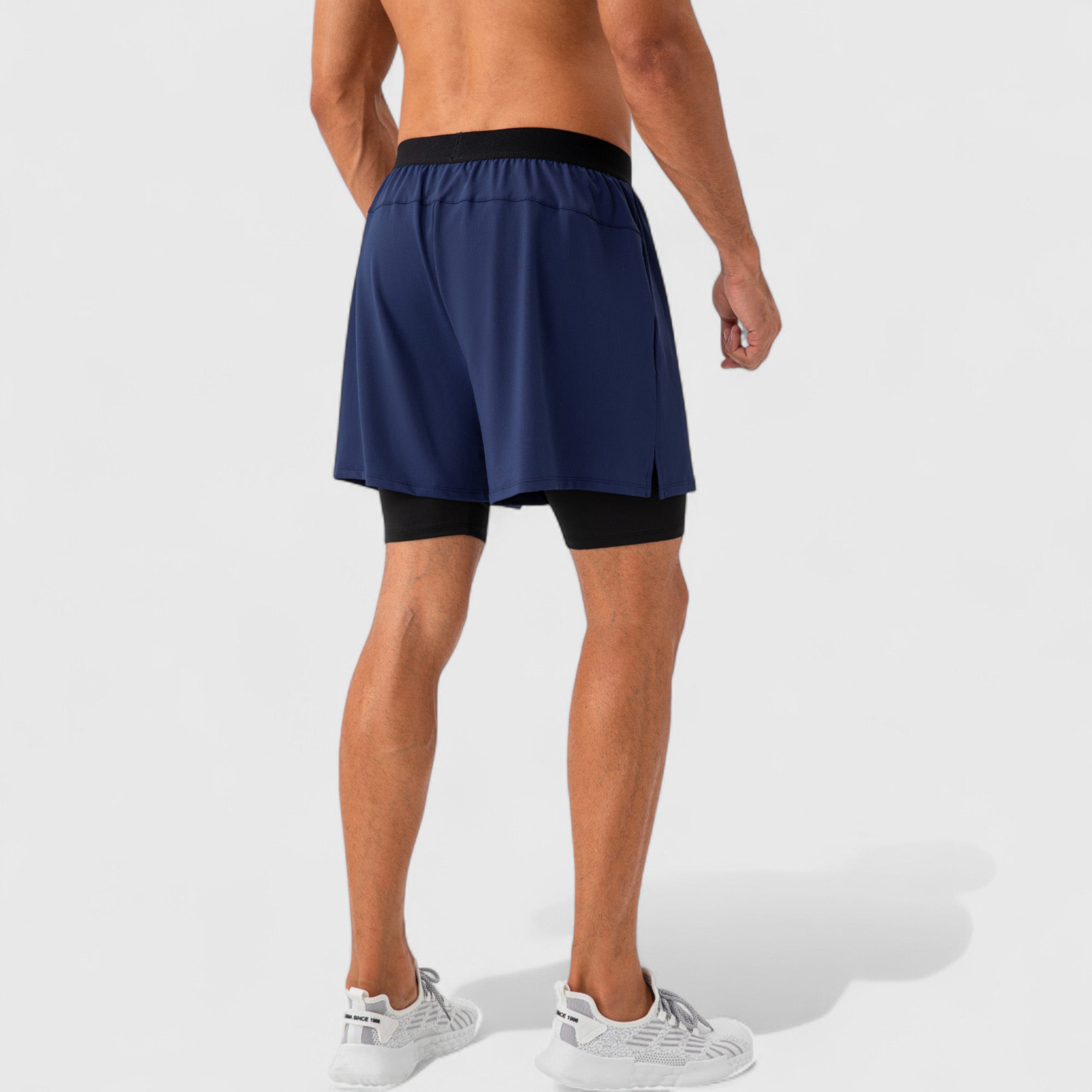 Anna-Kaci Active Men's 2-in-1 Training Shorts with Inner Compression Layer and Elastic Waistband