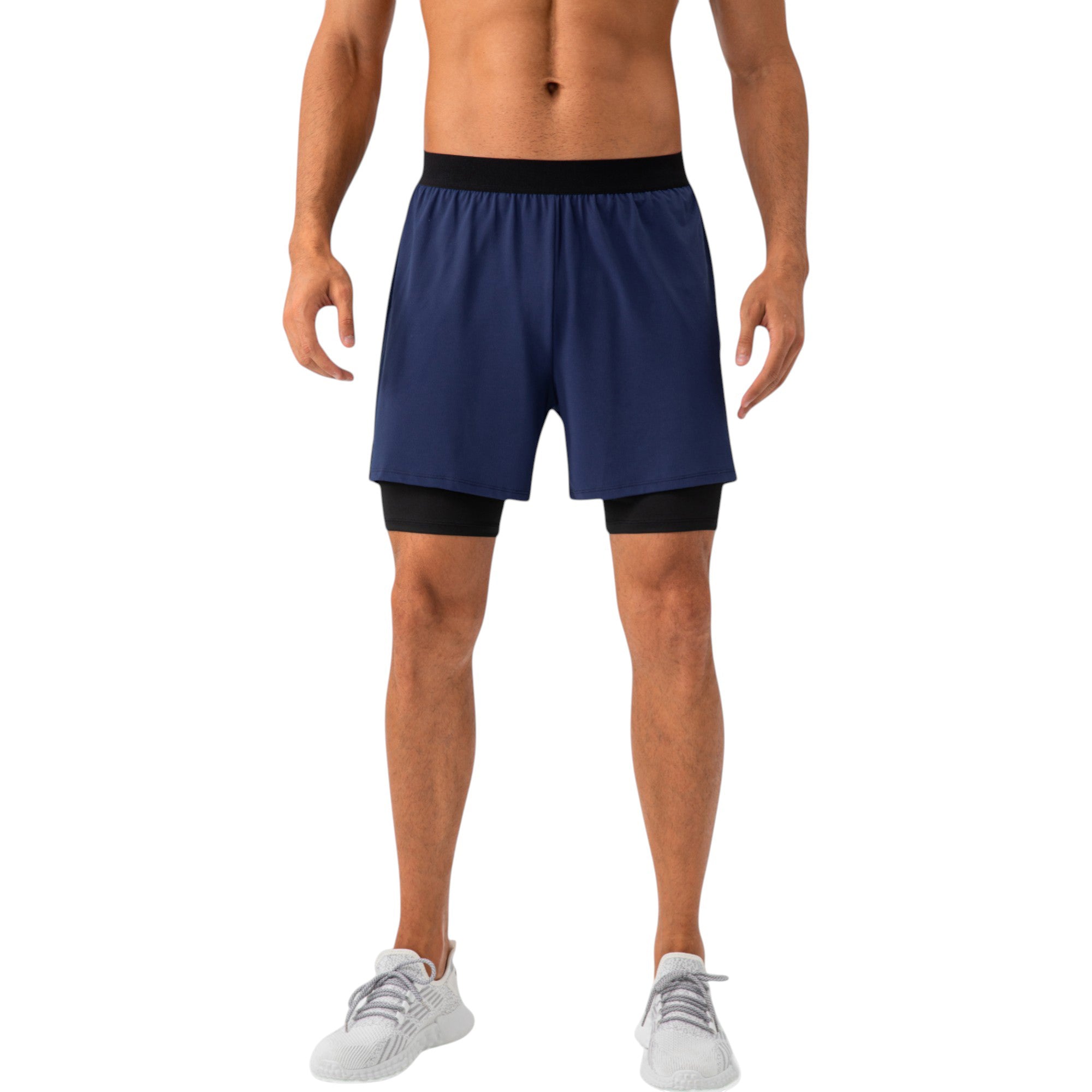 Anna-Kaci Active Men's 2-in-1 Training Shorts with Inner Compression Layer and Elastic Waistband