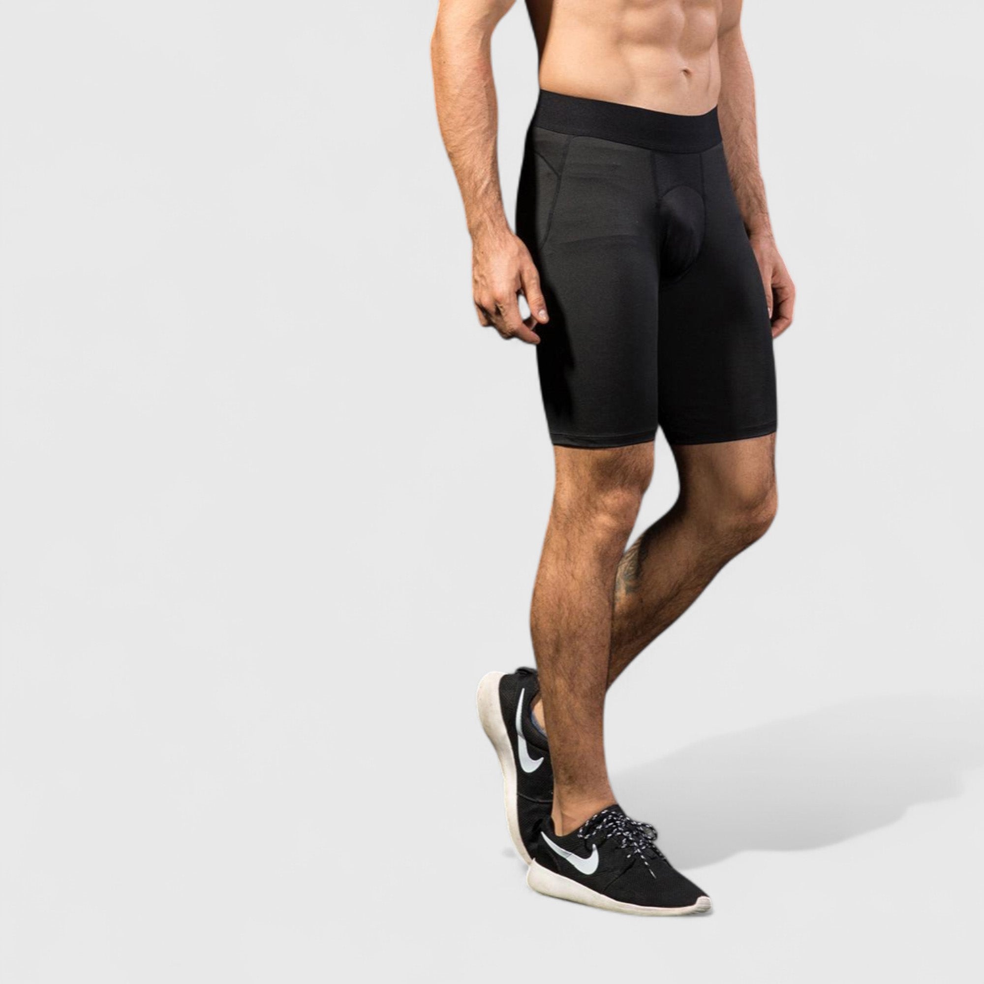 Anna-Kaci Active Men's Padded Compression Cycling Shorts with Wide Waistband and Mid-Thigh Length