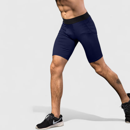Anna-Kaci Active Men's Padded Compression Cycling Shorts with Wide Waistband and Mid-Thigh Length