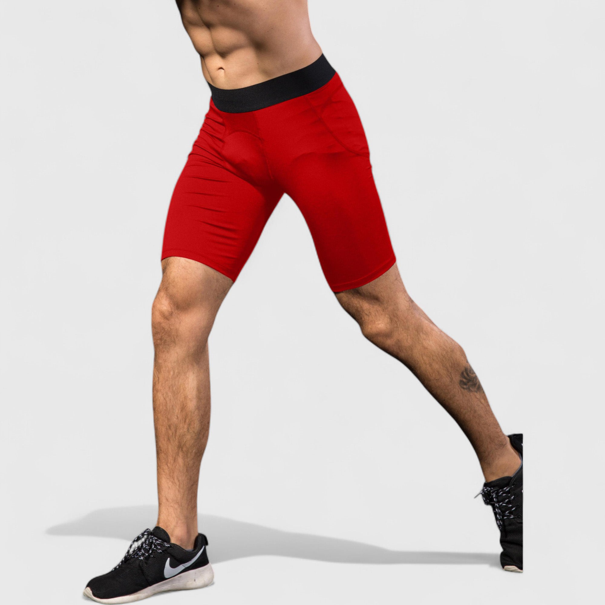 Anna-Kaci Active Men's Padded Compression Cycling Shorts with Wide Waistband and Mid-Thigh Length