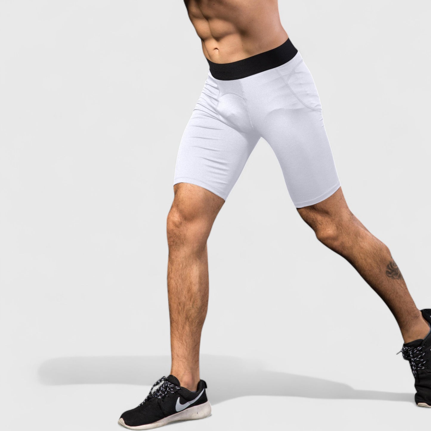 Anna-Kaci Active Men's Padded Compression Cycling Shorts with Wide Waistband and Mid-Thigh Length