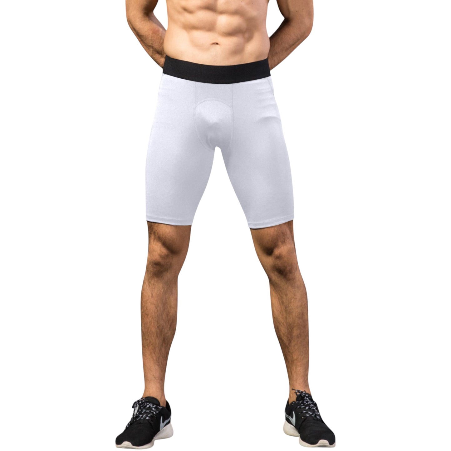 Anna-Kaci Active Men's Padded Compression Cycling Shorts with Wide Waistband and Mid-Thigh Length