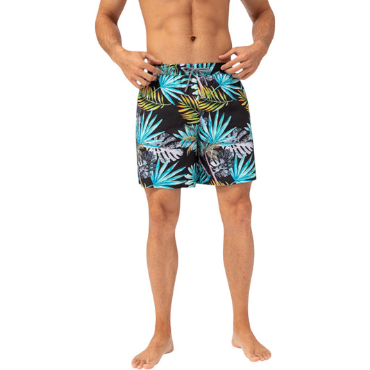 Anna-Kaci Active Men's Tropical Print Swim Trunks with Elastic Waistband and Side Pockets