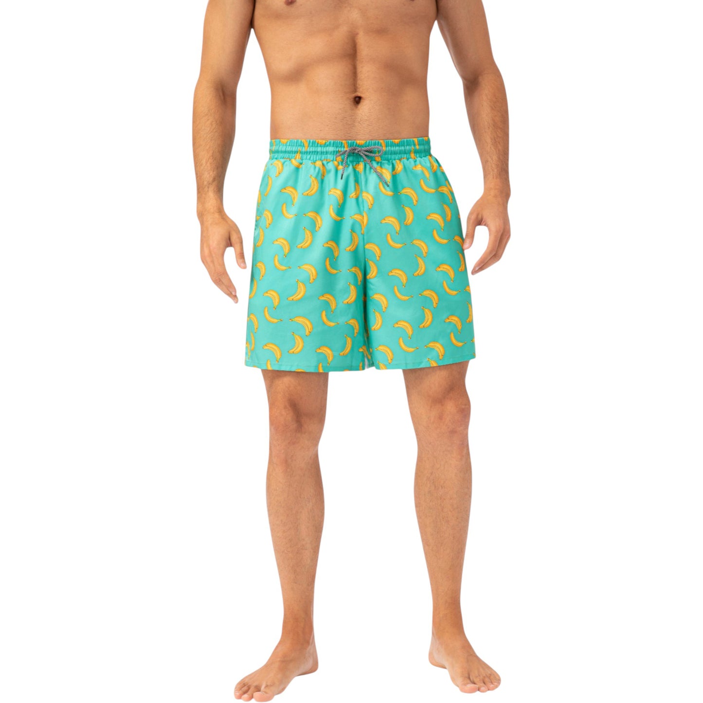 Anna-Kaci Active Men's Tropical Print Swim Trunks with Elastic Waistband and Side Pockets
