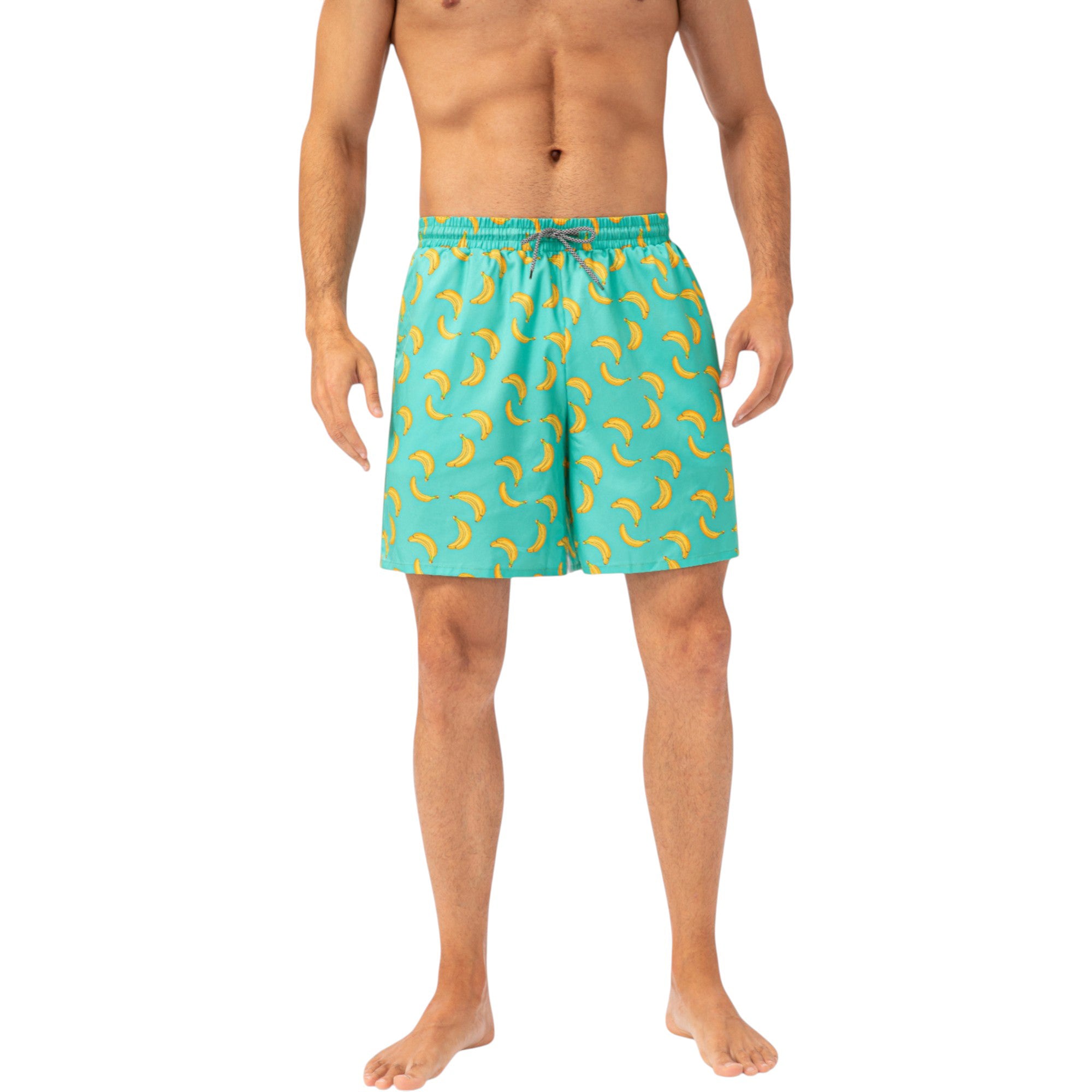 Anna-Kaci Active Men's Tropical Print Swim Trunks with Elastic Waistband and Side Pockets