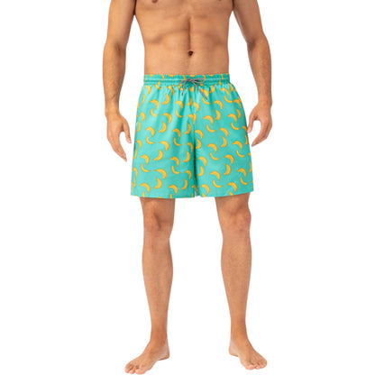 Anna-Kaci Active Men's Tropical Print Swim Trunks with Elastic Waistband and Side Pockets