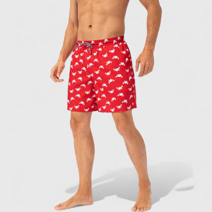 Anna-Kaci Active Men's Tropical Print Swim Trunks with Elastic Waistband and Side Pockets