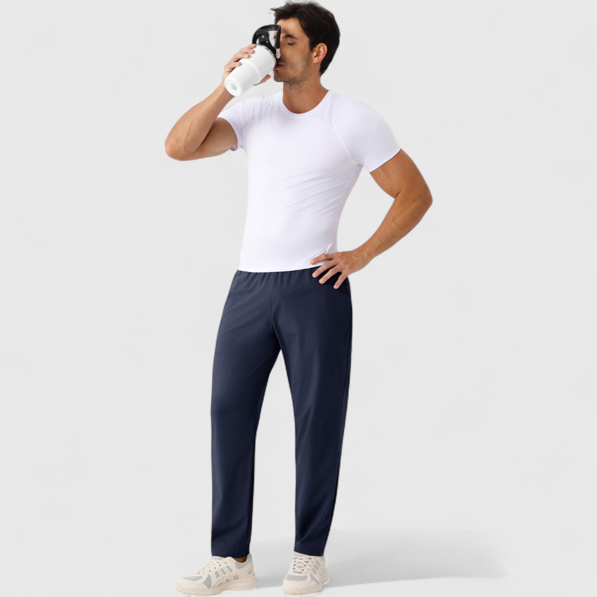 Anna-Kaci Active Men's Athletic Training Pants with Elastic Waistband and Straight Leg Fit