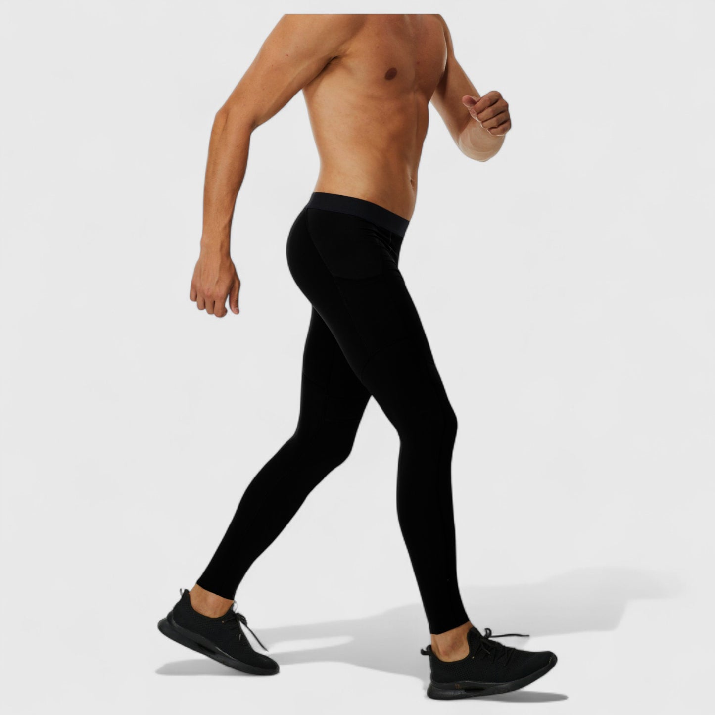 Anna-Kaci Active Men's Compression Leggings with Wide Waistband and Side Pocket for Training and Performance