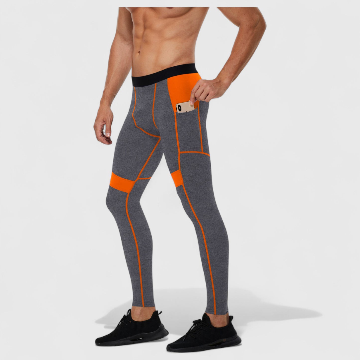 Anna-Kaci Active Men's Compression Leggings with Wide Waistband and Side Pocket for Training and Performance