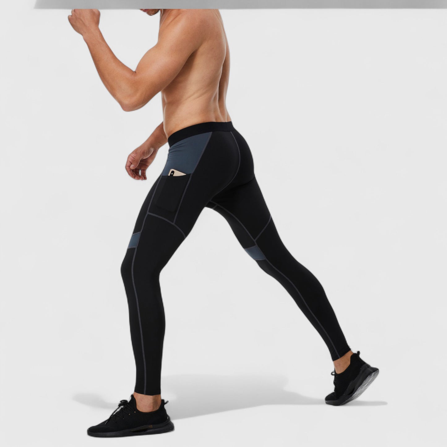 Anna-Kaci Active Men's Compression Leggings with Wide Waistband and Side Pocket for Training and Performance