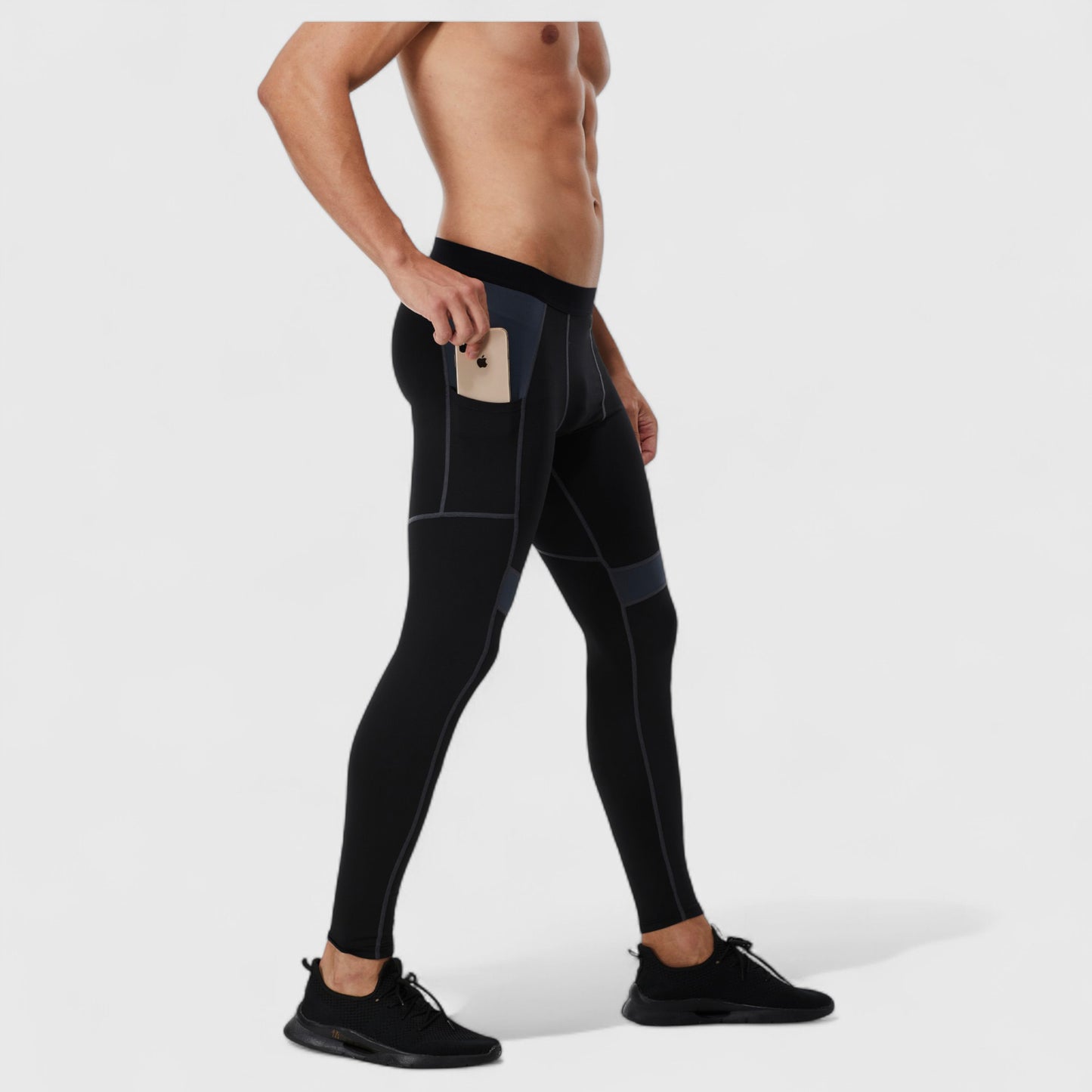 Anna-Kaci Active Men's Compression Leggings with Wide Waistband and Side Pocket for Training and Performance