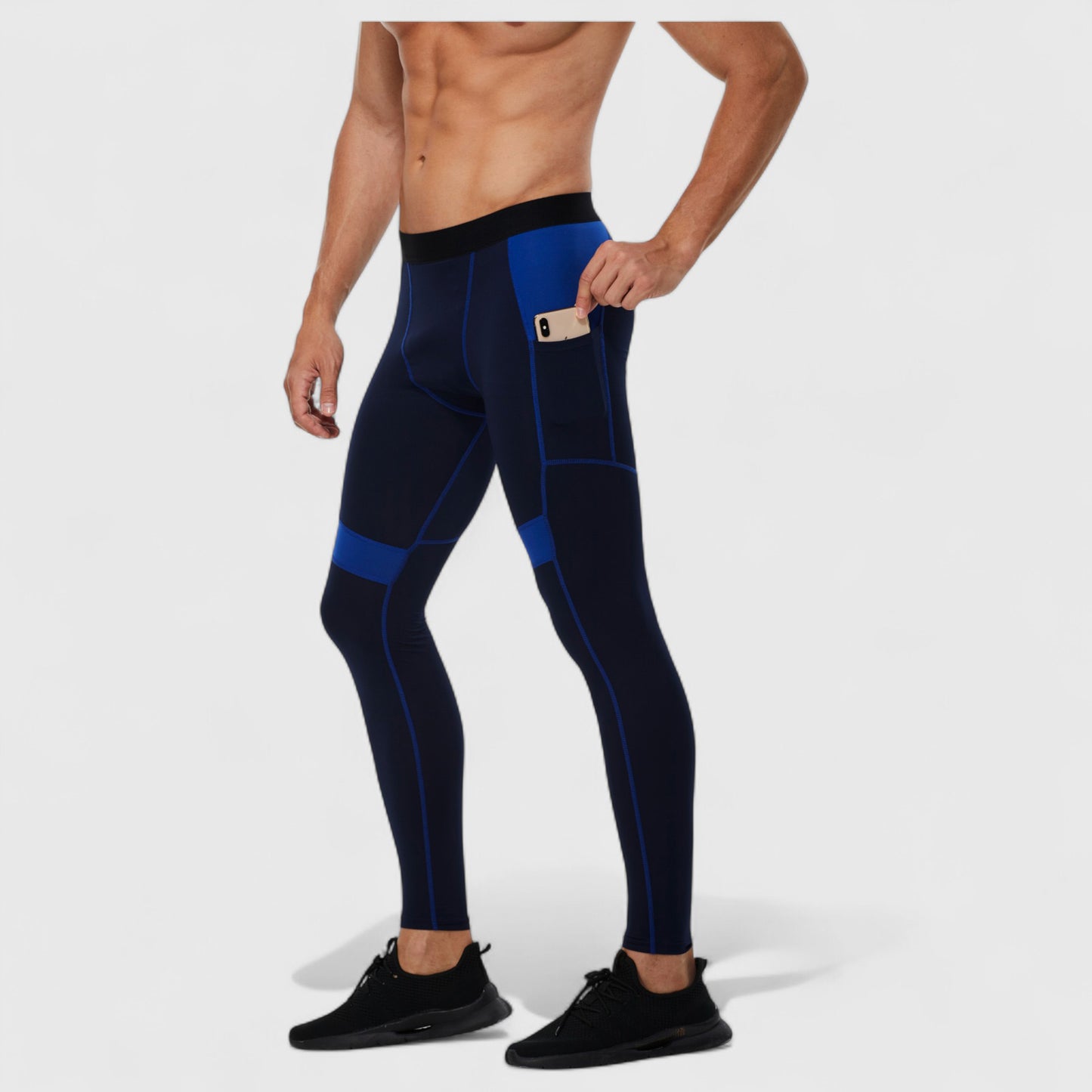 Anna-Kaci Active Men's Compression Leggings with Wide Waistband and Side Pocket for Training and Performance