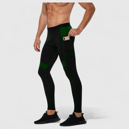 Anna-Kaci Active Men's Compression Leggings with Wide Waistband and Side Pocket for Training and Performance