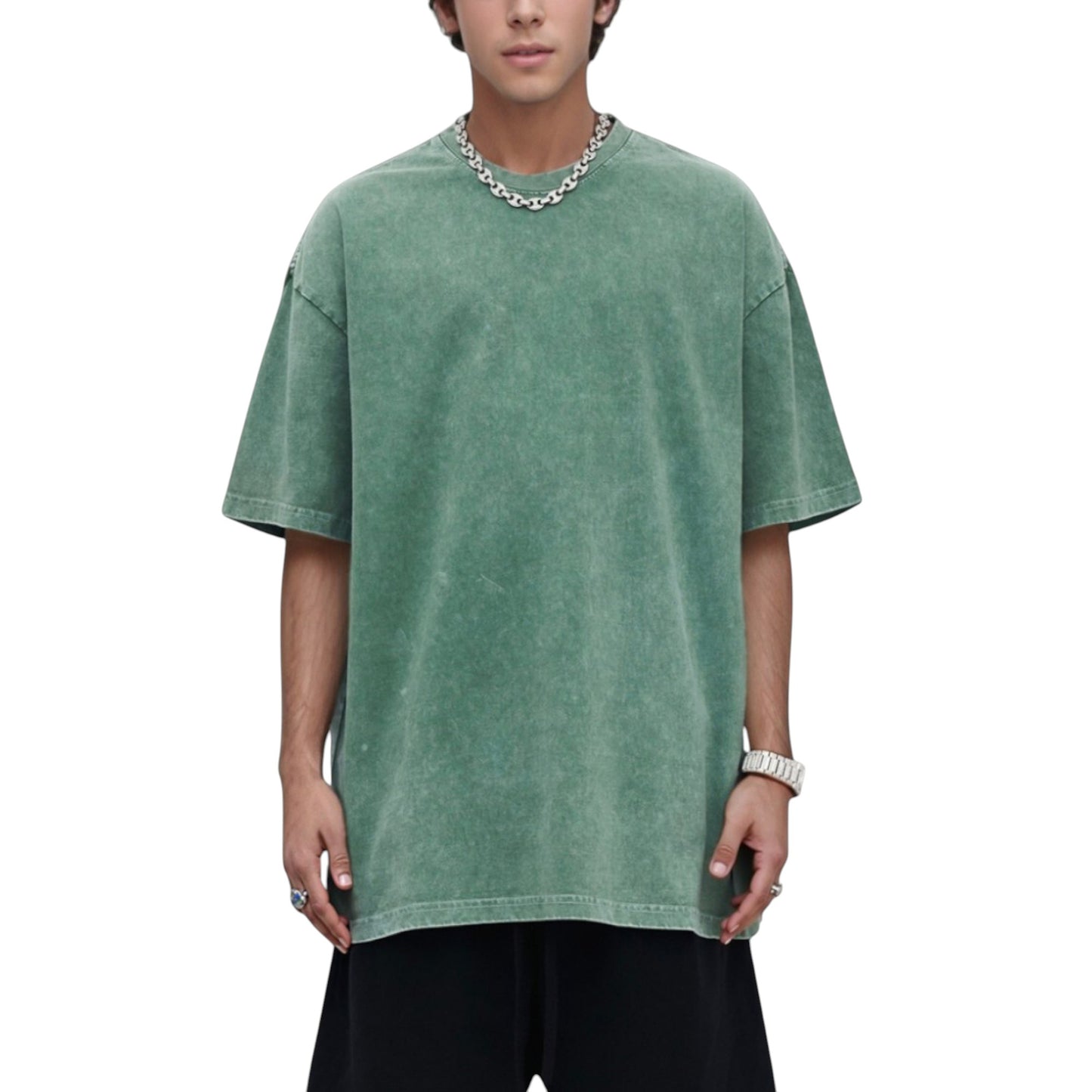 Anna-Kaci Active Men's Oversized Short Sleeve Crew Neck T-Shirt with Washed Effect