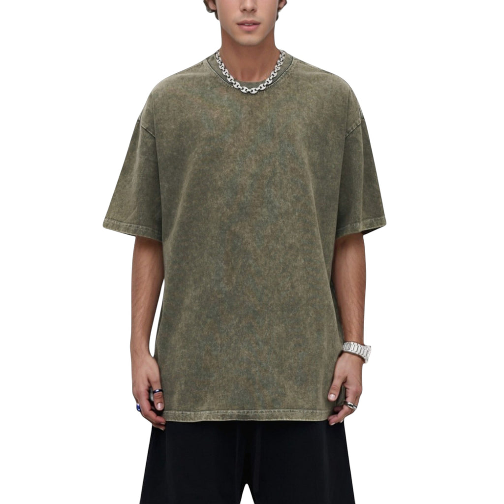 Anna-Kaci Active Men's Oversized Short Sleeve Crew Neck T-Shirt with Washed Effect