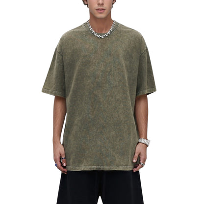 Anna-Kaci Active Men's Oversized Short Sleeve Crew Neck T-Shirt with Washed Effect